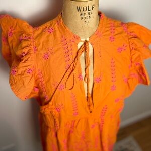 Dixie boutique summer ruffle sleeve eyelet dress s/m